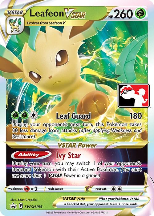 Leafeon VSTAR SWSH195 card from Prize Pack Series Cards