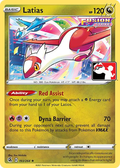 Latias 193/264 card from Prize Pack Series Cards
