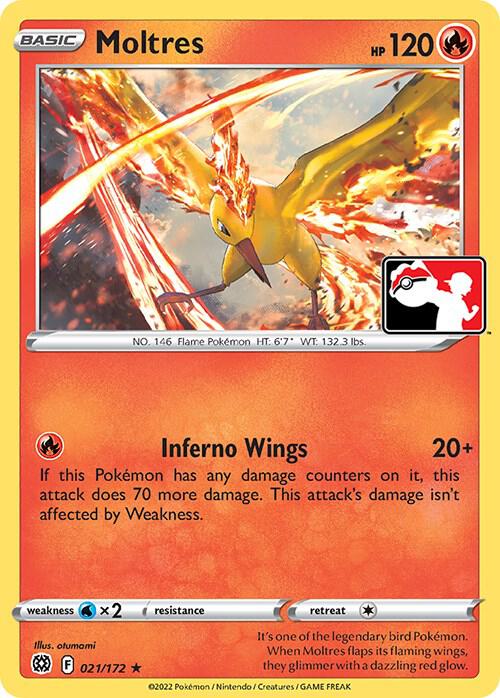 Moltres 021/172 card from Prize Pack Series Cards