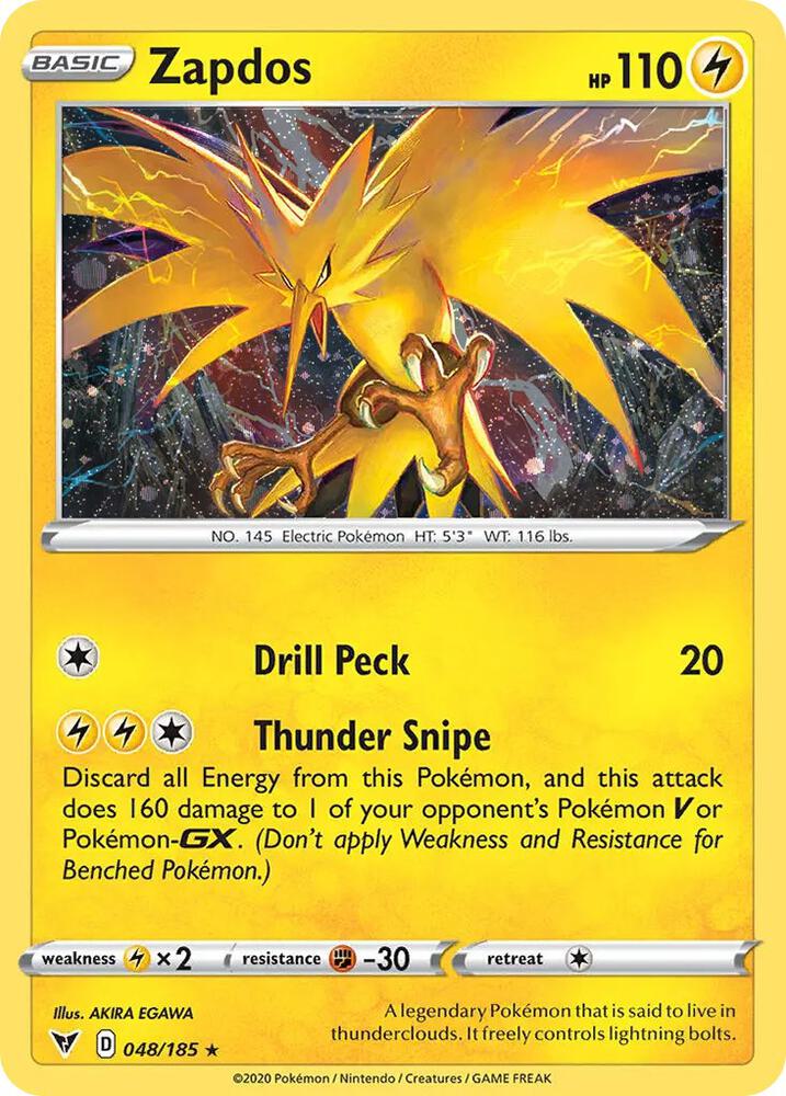 Zapdos (Cosmos Holo) 048/185 card from Miscellaneous Cards & Products