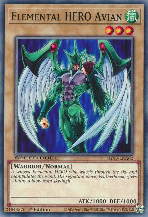 Elemental HERO Avian SGX3-ENA02 card from Speed Duel GX: Duelists of Shadows