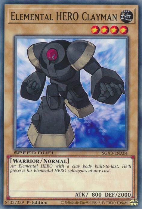 Elemental HERO Clayman SGX3-ENA04 card from Speed Duel GX: Duelists of Shadows