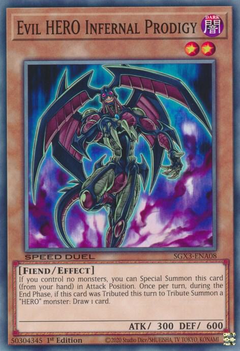 Evil HERO Infernal Prodigy SGX3-ENA08 card from Speed Duel GX: Duelists of Shadows