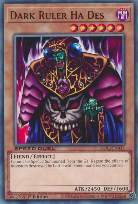 Dark Ruler Ha Des SGX3-ENA11 card from Speed Duel GX: Duelists of Shadows