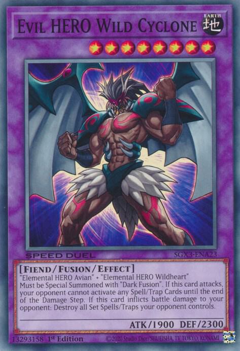 Evil HERO Wild Cyclone SGX3-ENA23 card from Speed Duel GX: Duelists of Shadows