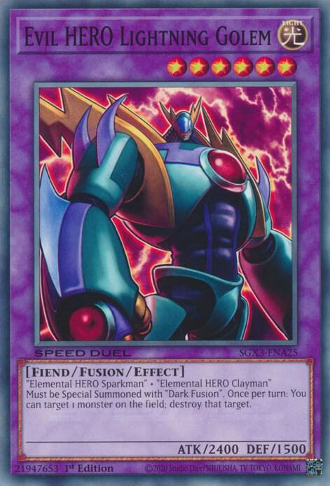 Evil HERO Lightning Golem SGX3-ENA25 card from Speed Duel GX: Duelists of Shadows