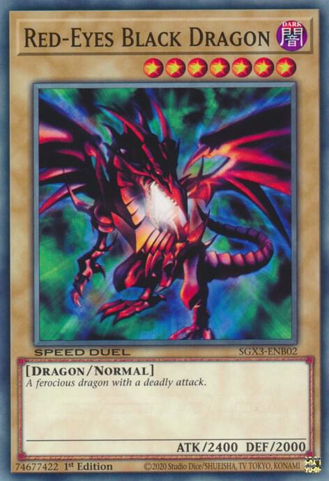 Red-Eyes Black Dragon SGX3-ENB02 card from Speed Duel GX: Duelists of Shadows