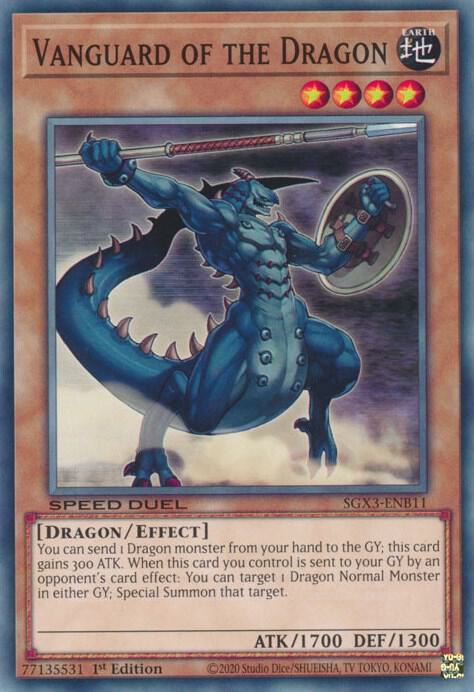 Vanguard of the Dragon SGX3-ENB11 card from Speed Duel GX: Duelists of Shadows