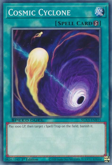 Cosmic Cyclone SGX3-ENB15 card from Speed Duel GX: Duelists of Shadows