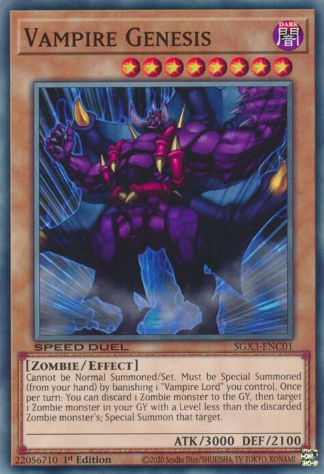 Vampire Genesis SGX3-ENC01 card from Speed Duel GX: Duelists of Shadows