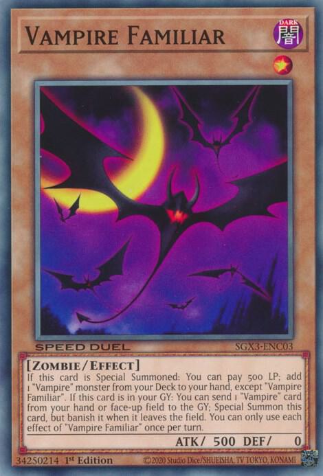 Vampire Familiar SGX3-ENC03 card from Speed Duel GX: Duelists of Shadows