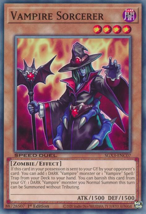Vampire Sorcerer SGX3-ENC07 card from Speed Duel GX: Duelists of Shadows
