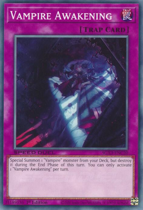 Vampire Awakening SGX3-ENC20 card from Speed Duel GX: Duelists of Shadows