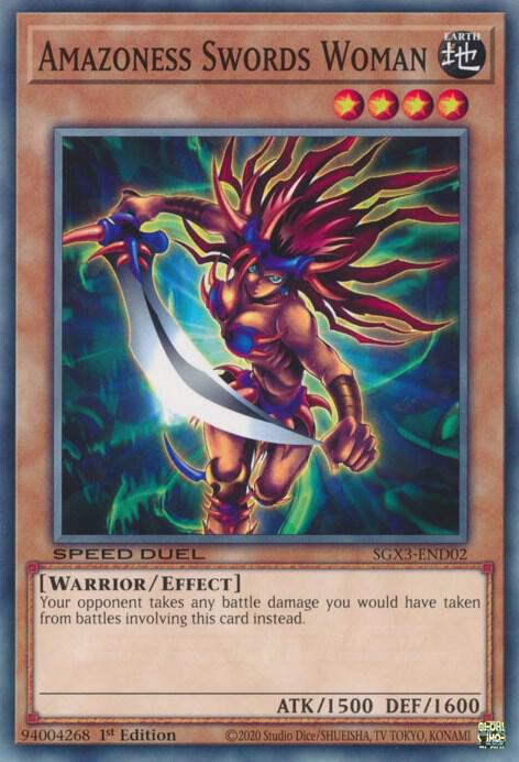 Amazoness Swords Woman SGX3-END02 card from Speed Duel GX: Duelists of Shadows