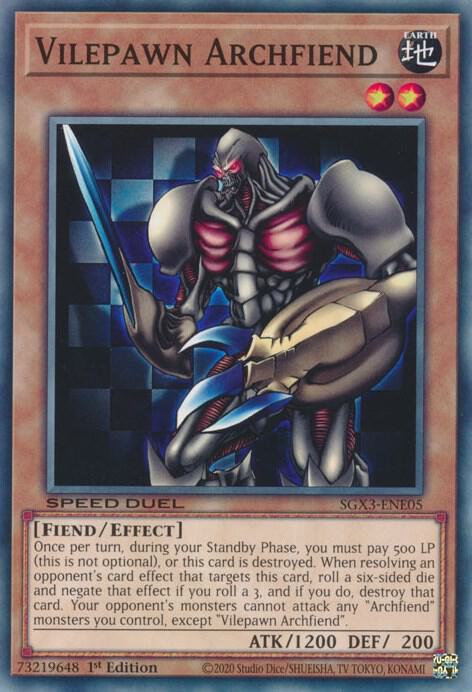 Vilepawn Archfiend SGX3-ENE05 card from Speed Duel GX: Duelists of Shadows