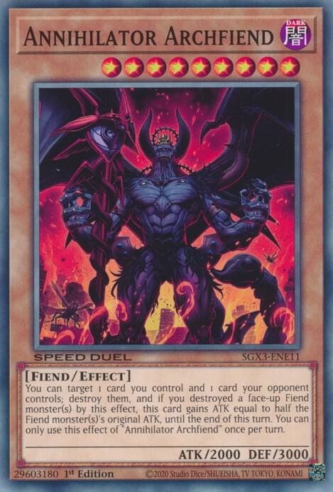 Annihilator Archfiend SGX3-ENE11 card from Speed Duel GX: Duelists of Shadows