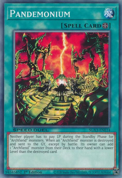 Pandemonium SGX3-ENE14 card from Speed Duel GX: Duelists of Shadows