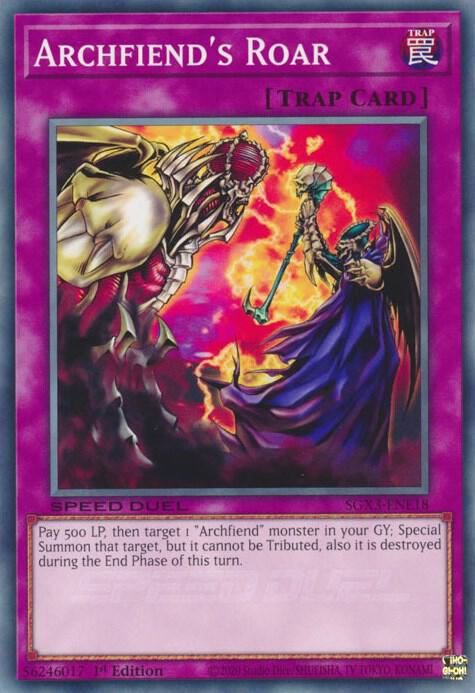 Archfiend's Roar SGX3-ENE18 card from Speed Duel GX: Duelists of Shadows