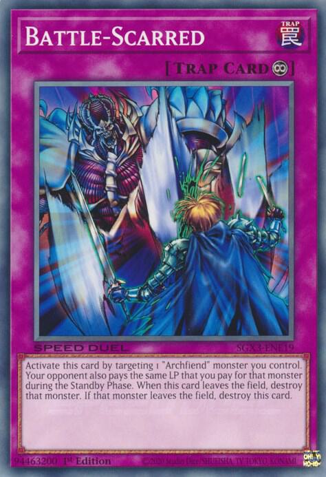 Battle-Scarred SGX3-ENE19 card from Speed Duel GX: Duelists of Shadows