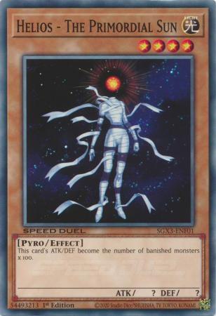 Helios - The Primordial Sun SGX3-ENF01 card from Speed Duel GX: Duelists of Shadows