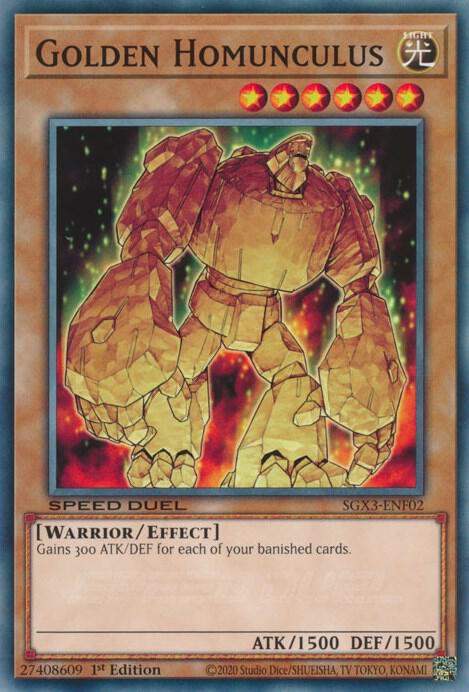 Golden Homunculus SGX3-ENF02 card from Speed Duel GX: Duelists of Shadows