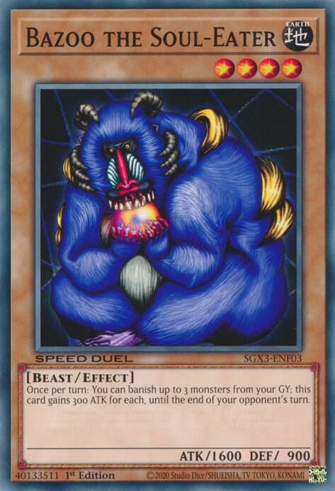 Bazoo the Soul-Eater SGX3-ENF03 card from Speed Duel GX: Duelists of Shadows