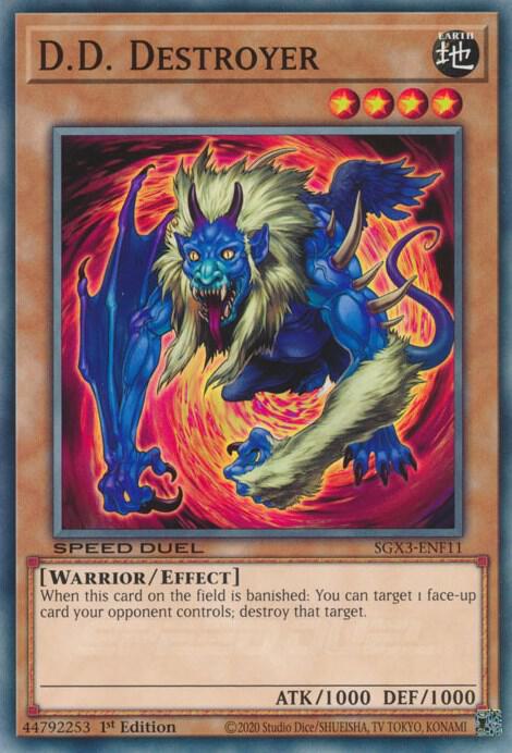 D.D. Destroyer SGX3-ENF11 card from Speed Duel GX: Duelists of Shadows