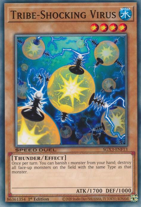 Tribe-Shocking Virus SGX3-ENF13 card from Speed Duel GX: Duelists of Shadows
