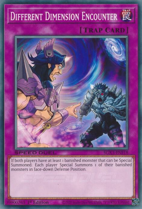 Different Dimension Encounter SGX3-ENF18 card from Speed Duel GX: Duelists of Shadows