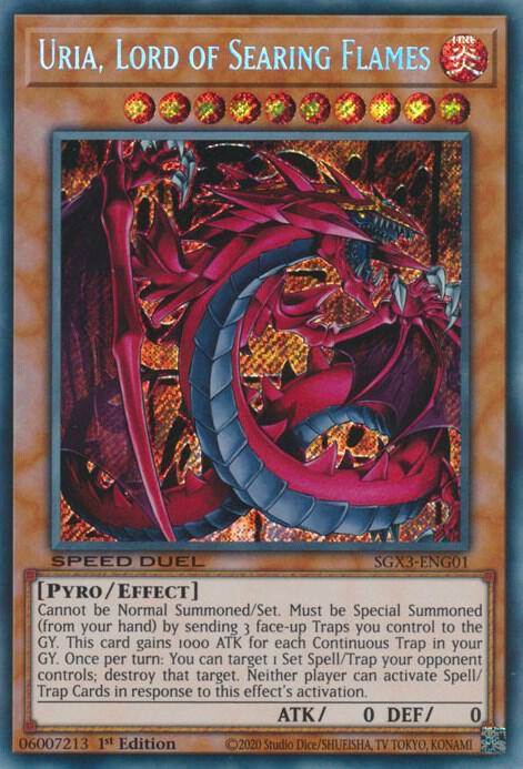 Uria, Lord of Searing Flames SGX3-ENG01 card from Speed Duel GX: Duelists of Shadows