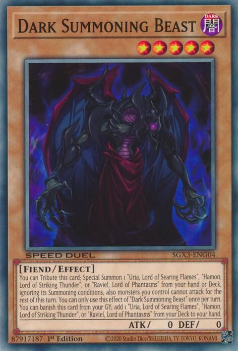Dark Summoning Beast SGX3-ENG04 card from Speed Duel GX: Duelists of Shadows