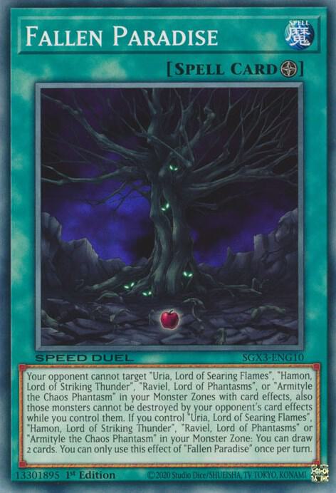 Fallen Paradise SGX3-ENG10 card from Speed Duel GX: Duelists of Shadows