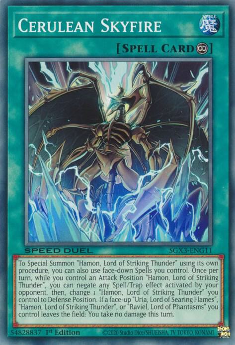 Cerulean Skyfire SGX3-ENG11 card from Speed Duel GX: Duelists of Shadows