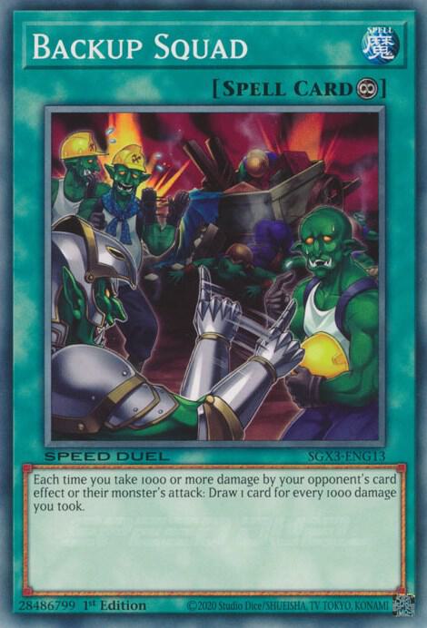 Backup Squad SGX3-ENG13 card from Speed Duel GX: Duelists of Shadows
