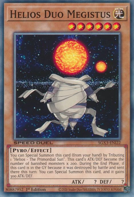 Helios Duo Megistus SGX3-ENI22 card from Speed Duel GX: Duelists of Shadows