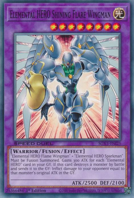Elemental HERO Shining Flare Wingman SGX3-ENI25 card from Speed Duel GX: Duelists of Shadows