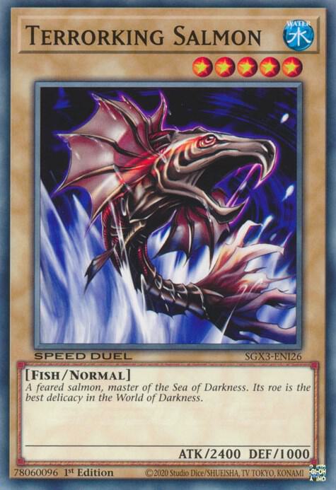 Terrorking Salmon SGX3-ENI26 card from Speed Duel GX: Duelists of Shadows