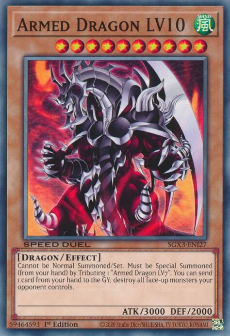 Armed Dragon LV10 SGX3-ENI27 card from Speed Duel GX: Duelists of Shadows