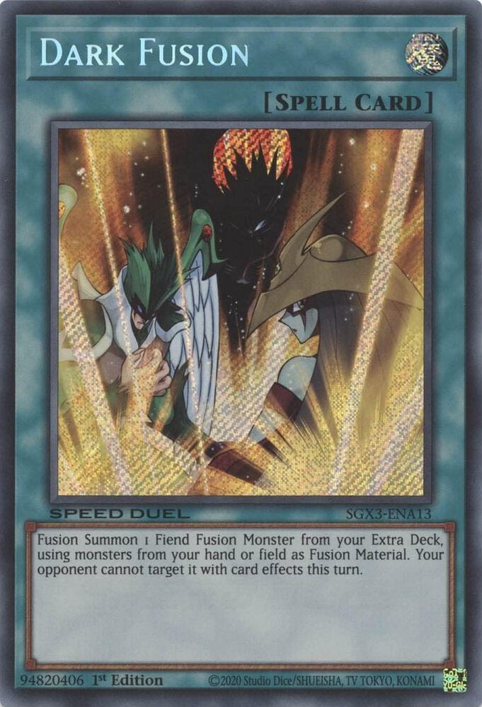 Dark Fusion (Secret Rare) SGX3-ENA13 card from Speed Duel GX: Duelists of Shadows