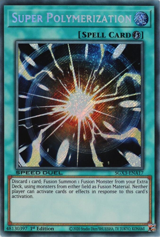 Super Polymerization (Secret Rare) SGX3-ENA17 card from Speed Duel GX: Duelists of Shadows