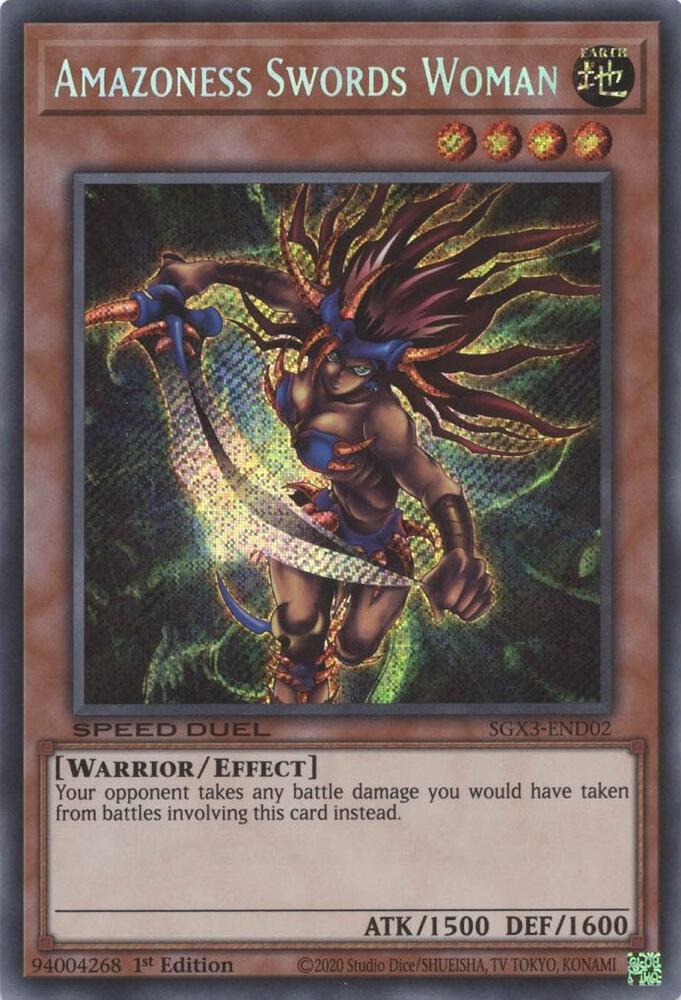 Amazoness Swords Woman (Secret Rare) SGX3-END02 card from Speed Duel GX: Duelists of Shadows