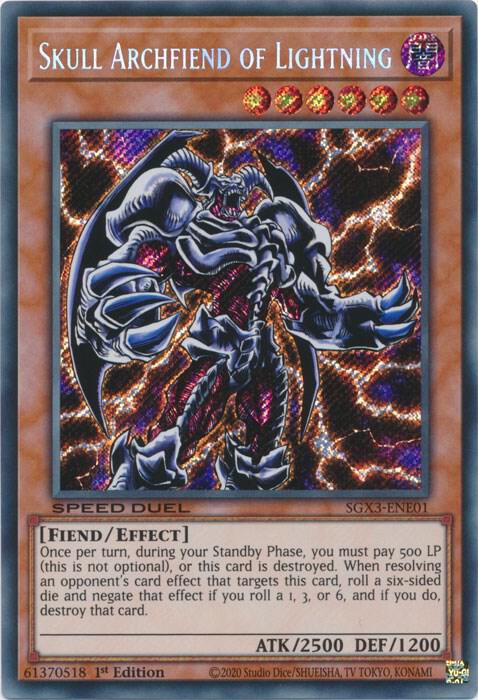 Skull Archfiend of Lightning (Secret Rare) SGX3-ENE01 card from Speed Duel GX: Duelists of Shadows