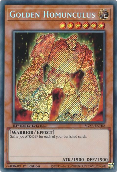 Golden Homunculus (Secret Rare) SGX3-ENF02 card from Speed Duel GX: Duelists of Shadows