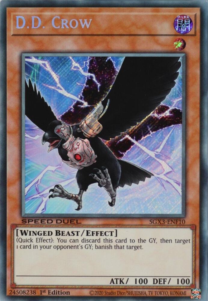 D.D. Crow (Secret Rare) SGX3-ENF10 card from Speed Duel GX: Duelists of Shadows