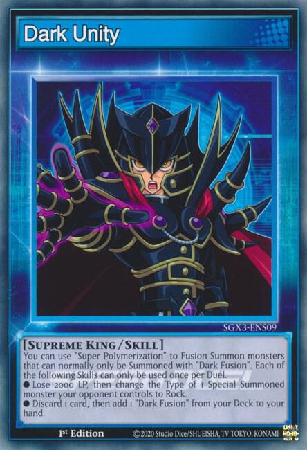 Dark Unity SGX3-ENS09 card from Speed Duel GX: Duelists of Shadows