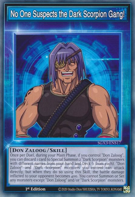 No One Suspects the Dark Scorpion Gang! SGX3-ENS17 card from Speed Duel GX: Duelists of Shadows