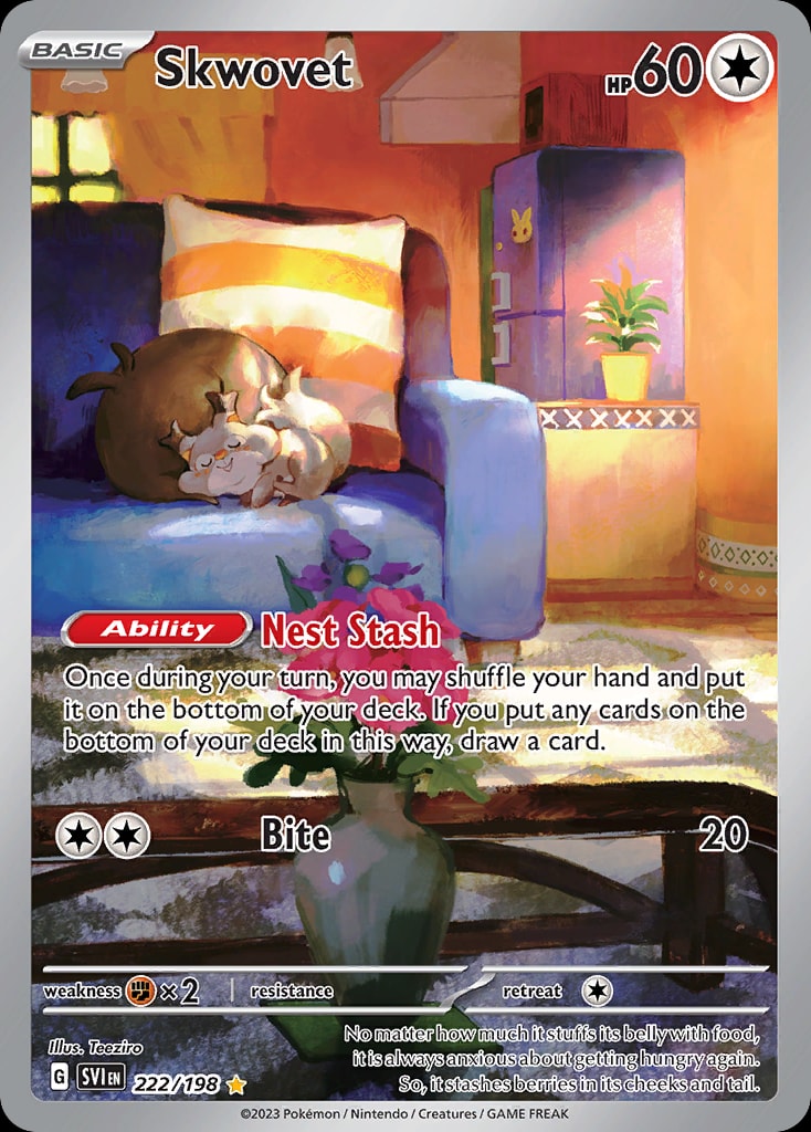Skwovet 222/198 card from SV01: Scarlet & Violet Base Set