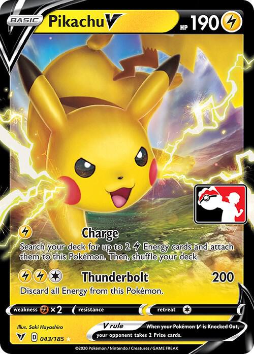 Pikachu V 043/185 card from Prize Pack Series Cards