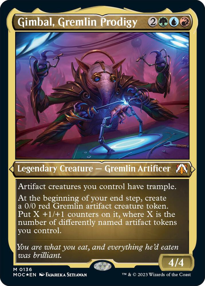 Gimbal, Gremlin Prodigy (Display Commander) - Thick Stock 136 card from Commander: March of the Machine