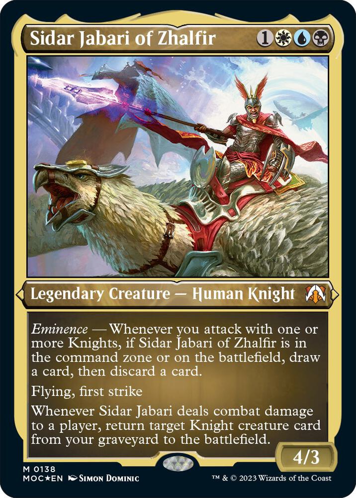 Sidar Jabari of Zhalfir (Display Commander) - Thick Stock 138 card from Commander: March of the Machine